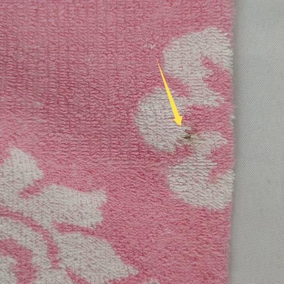 Vintage 80s St Marys Pink And White Floral Cotton Towels Set Of 2 - Picture 7 of 8